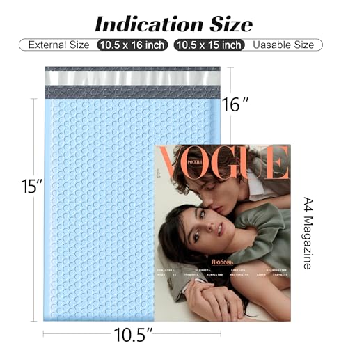 Famagic Light Blue Bubble Mailers 10.5x16 for Clothes, 25pcs Usable 10.5x15 - color: Light Blue, size: 10.5x16 Inches