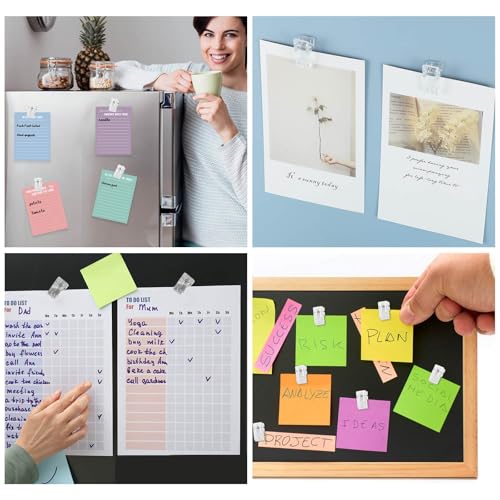 50 Pieces Self Adhesive Clips, Tapestry Sticky Spring Hangers Wall Clips for Hanging Poster Photo Office Decorations, Clear - style: Clear Self-adhesive