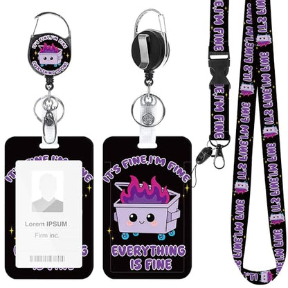 Dumpster Fire Lanyard with ID Badge Holder and Retractable Badge Reel - color: Dumpster Fire Purple