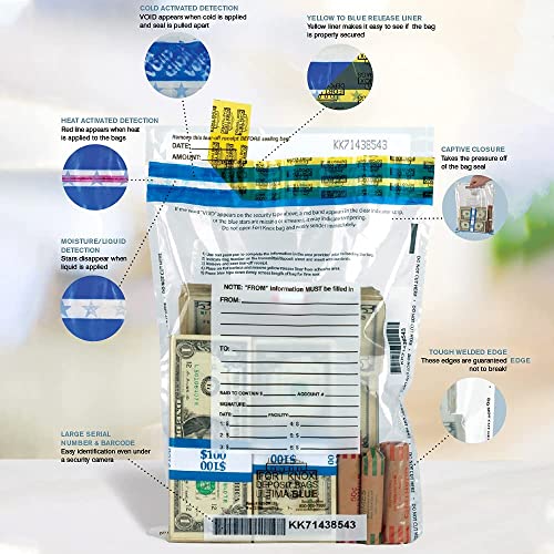 Ultima Blue Clear Universal Transaction Bags 13.5W x 19.25H Dual Pocket Tamper Evident 100 Box - size: 12in x 20in