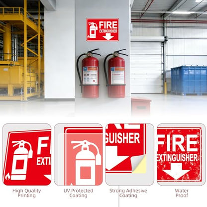 Fire Extinguisher Sign Sticker, Glow in the Dark with Down Arrow 2 Pack - size: 10×7 Inch