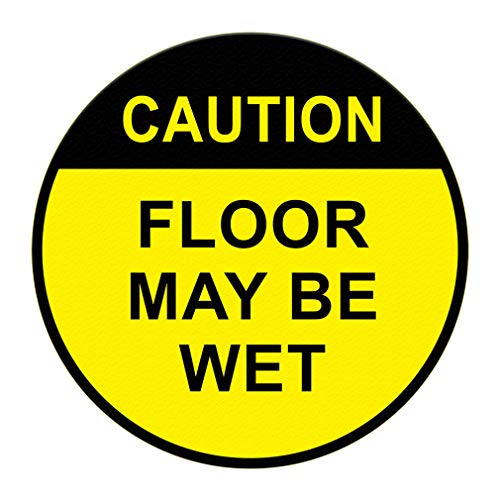Caution Floor May Be Wet Decals Yellow Black Anti-Slip Round Shape Lifestyle Industrial Signs Stickers 24Inches Longer Side - size: 24inches Longer Side