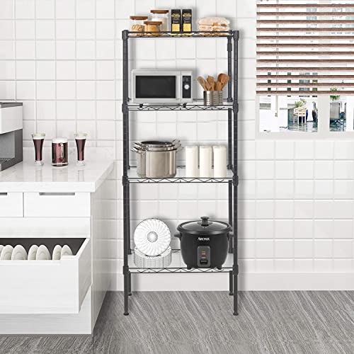 FDW | 4-Tier Wire Shelf | 18" x 12" x 44" | Black - color: Black, size: 18×12×44