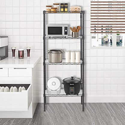 FDW | 4-Tier Wire Shelf | 18" x 12" x 44" | Black - color: Black, size: 18×12×44