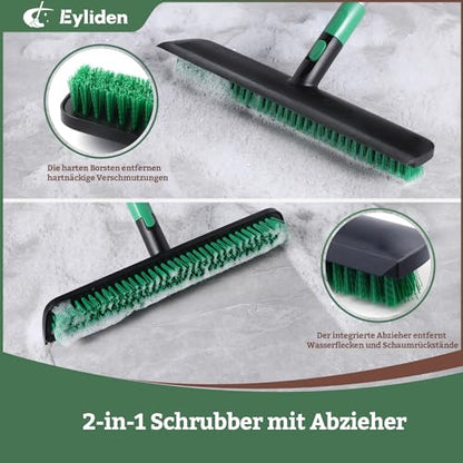 Eyliden Scrub Brush with Squeegee, Floor Deck Tile Bath Cleaning Scrubber