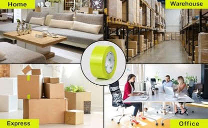BOMEI PACK Lemon Yellow Packing Tape, 6 Rolls Heavy Duty Packaging Tape for Shipping Packaging Moving Sealing, 1.88 inches Wide, 110 Yards Per Roll, Total 660 Yards - color: Light Yellow