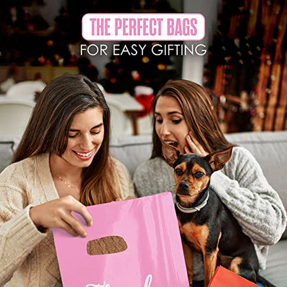 Thank You Bags, Merchandise Bags, Small Business, Pink, Bulk 100PK, 16”x18” - color: Pink, size: 16" x 18"