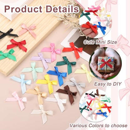 MECCANIXITY Mini Ribbon Bow 1.8" Flower Bows Rose Red/Dark Green 50Pcs - color: Rose Red/Dark Green, size: 1.8 Inch