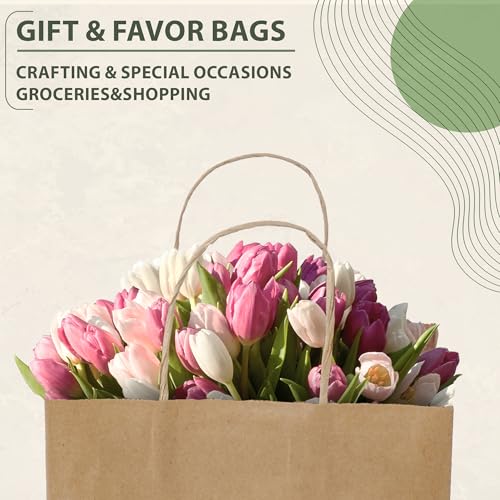 Ginkgo 100 Pcs Paper Gift Bags with Handles