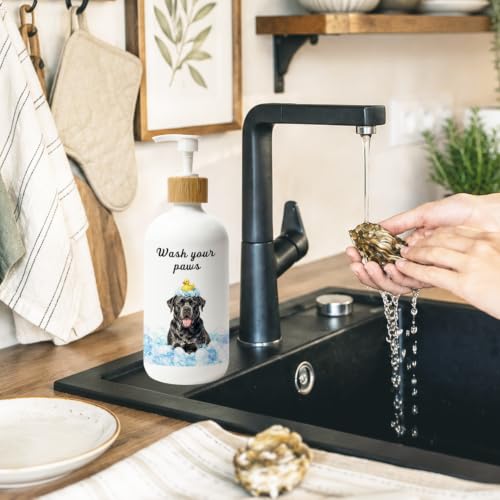 Black Labrador Retriever Dog Glass Soap Dispenser with Pump - color: Labrador