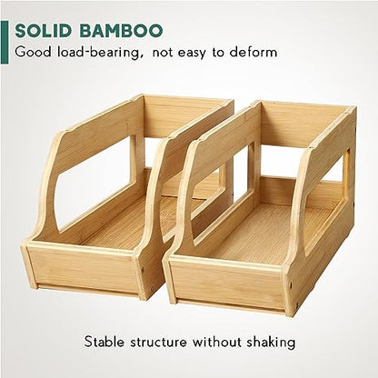 Yumkfoi Bamboo Can Organizers and Storage for Pantry(2 Pack), Stackable - style: For 26 cans in set of two