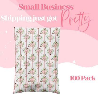 Pretty Package Store Poly Mailers 14.5x19, Christmas Bows, 100 Pack - color: Christmas Bows, size: 14.5x19