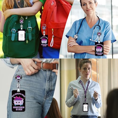 Dumpster Fire Lanyard with ID Badge Holder and Retractable Badge Reel - color: Dumpster Fire Purple