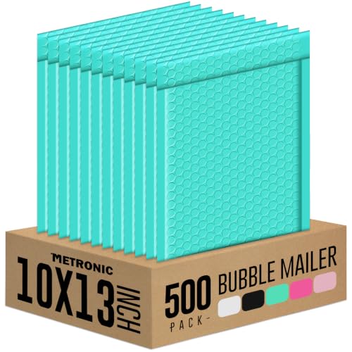 Metronic Bubble Mailers 10x13" Padded Envelopes Teal 500 Pack Waterproof - color: Teal, size: 10x13" 500PC