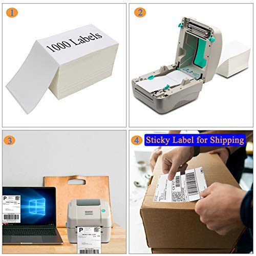 OausTect 4x6 Shipping Label 12000 Fanfold Labels for Rollo, Zebra Direct Thermal Printer, with Perforations - 12 Stack (12 Stack/12000 Labels) - size: 12000 Labels