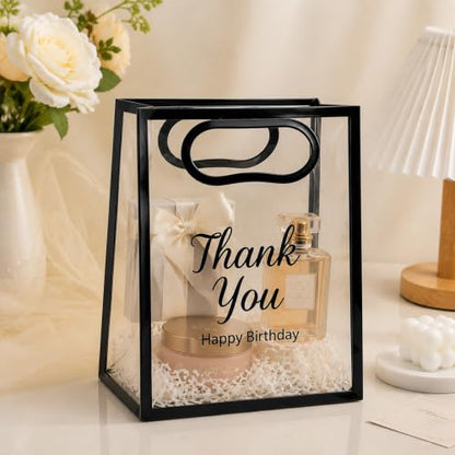 SHIPKEY 10 PCS Clear Gift Bags with Handles, Small Black PVC Party Bag - color: Black - Small