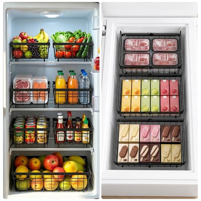 4 Pack Expandable Freezer Organizer Bins, Stackable Chest Freezer Basket - color: Black, size: 4 Packs