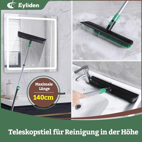 Eyliden Scrub Brush with Squeegee, Floor Deck Tile Bath Cleaning Scrubber