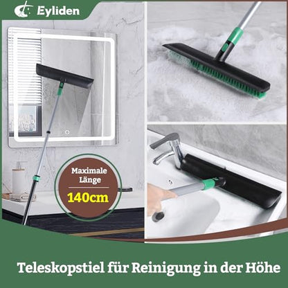 Eyliden Scrub Brush with Squeegee, Floor Deck Tile Bath Cleaning Scrubber
