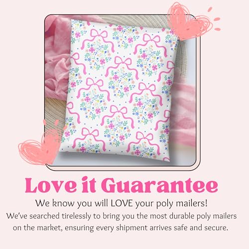 Picksie Mailers - Poly Mailers 10x13 Bulk Floral Polymailers Cute Pink Bows - color: Flower Girl, size: 10x13