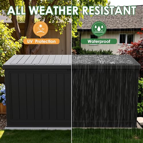 Devoko HDPE 260 Gallon Deck Box Double-Wall with Divider - color: Black, size: 260 Gallon 1 Pack