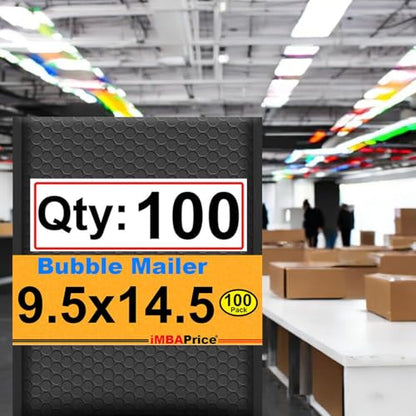 iMBAPrice 9.5x14.5 Inch Black Poly Bubble Mailers, 100-Pack - color: Black Poly Bubble, size: 9.5"x14.5" Poly (100 Envelopes) Value Pack