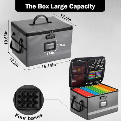 EXLIFBAG Fireproof File Organizer with Lock, 1 Layer - color: Dark gray, size: 1 Layer