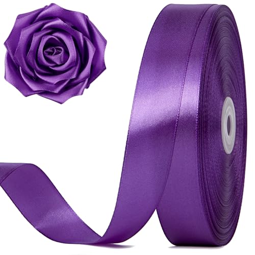 Purple Satin Ribbon 1 Inch x 100 Yards - color: Purple