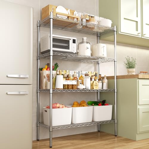 Auslar 4-Tier Heavy Duty Wire Shelving, Adjustable Storage Rack, Chrome - size: 4 Tier