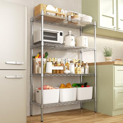 Auslar 4-Tier Heavy Duty Wire Shelving, Adjustable Storage Rack, Chrome - size: 4 Tier