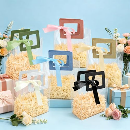 KEUKORZ 12 PCS multicolor Clear PVC Gift Bags with Handles Reusable - color: Multi