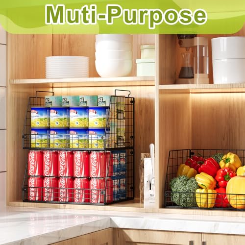 3 Pack XXL Stackable Wire Baskets, Large Storage Bins for Onion, Potato, Vegetable, Fruit, Snack, Pantry Baskets for Kitchen Cabinet Countertop, Pantry Organizers and Storage Solutions - size: 3 Pack-Wide 15.4"W x 11.8"D