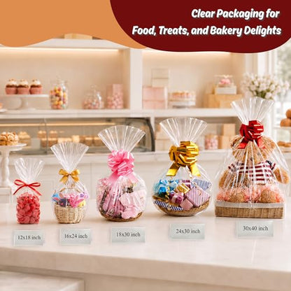Wowfit 30x40 Extra Large Cellophane Bags for Gift Baskets, 10 Bags - size: 30x40 Inch (Pack of 10)