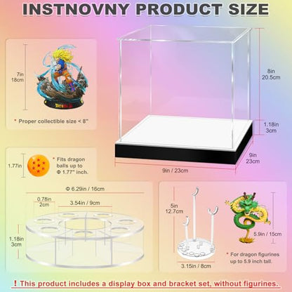 Shenlong Acrylic Shelf 15cm with Clear Acrylic Display Box 8.6*8.6*7.8 in, Suitable for Halloween Christmas Holidays and Birthday Home Decoration (Dragon and Beads not Included) - size: 15