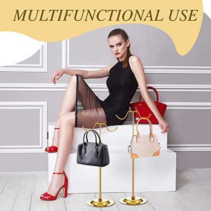 Weysat 4 Pcs Purse Display Stand Adjustable Metal Handbag Holder, Gold - color: Gold