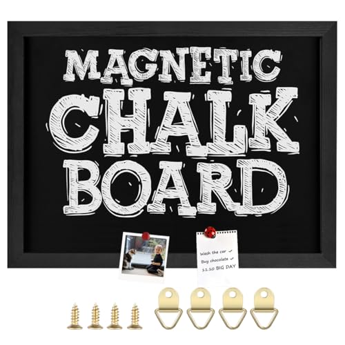 Chalkboard,Magnetic Chalk Board with Wood Frame,17.7" x 23.6",Black - color: Black, size: 17.7" x 23.6"