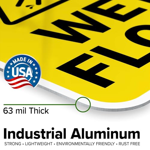 Caution Wet Floor Sign, 12x18 Inches, Rust Free .063 Aluminum, Fade Resistant, Made in USA by My Sign Center - size: 12x18 Aluminum