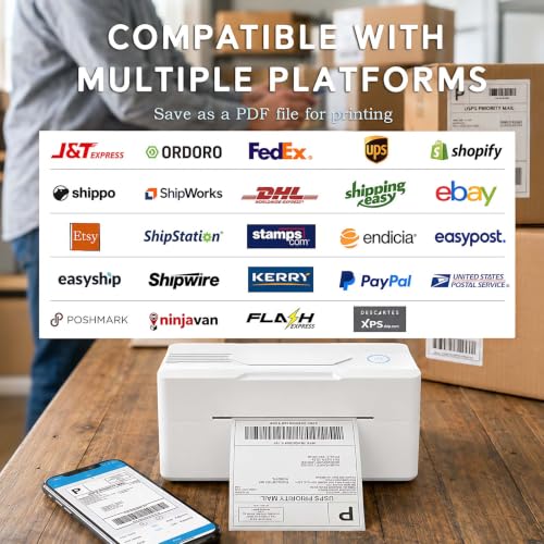 Forc Bluetooth Thermal Shipping Label Printer, 4x6, White - color: White