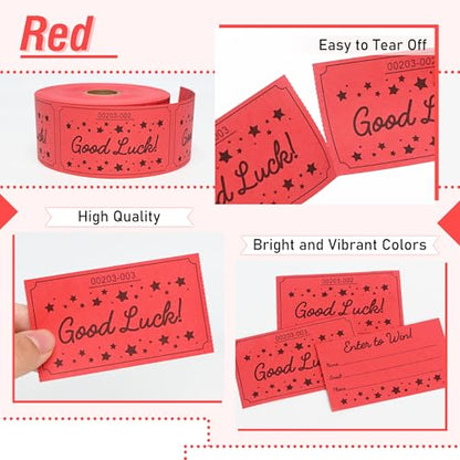 ESSENTIAL 500 Raffle Tickets, Good Luck Raffle Cards - color: Red, size: 3.5"x2"