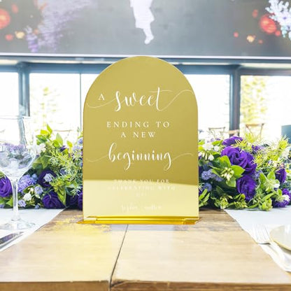 8x10 Inch Blank Gold Arch Acrylic Sign with Stand 1/8 inch Thick - color: Gold Mirror, size: 8x10 Inch (5pcs)