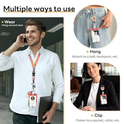 Retractable Badge Holder with Detachable Lanyard, Mixed-Color Tree - color: Mixed-color Tree