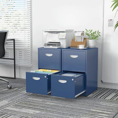 SteeLoong 2 Drawer File Cabinet,Metal Office File Cabinet with Lock,Blue - color: Blue, style: 2 Drawer Light Duty