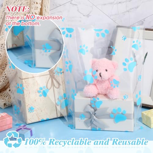 Cholemy 100 Pcs 9 x 12 Inch Dog Paw Bags Paw Shopping Bags, Blue - color: Blue