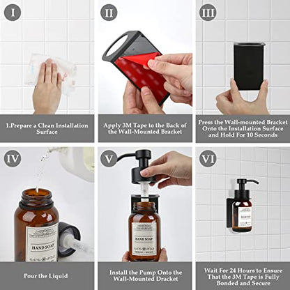 8.5oz Brown Glass Soap Dispenser 2 Pack for Kitchen Bathroom Black - color: Amber Set of 2