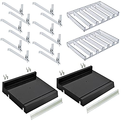Azar Displays 225830-6COMP-BLK 6 Compartment Divider Bin Cosmetic Tray with Pushers - 6 Slots per Tray, 2-Pack, Black - color: Black, size: 12"W x 9.25"D 2.625"H