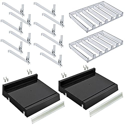 Azar Displays 225830-6COMP-BLK 6 Compartment Divider Bin Cosmetic Tray with Pushers - 6 Slots per Tray, 2-Pack, Black - color: Black, size: 12"W x 9.25"D 2.625"H