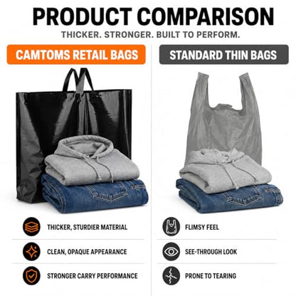 19x15 Large Thank You Bags with Handles, Shopping Bags for Small Business - color: White