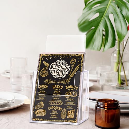 Yookeer 10 Pack Acrylic Brochure Holder 4 Inch Wide Trifold Clear Stand