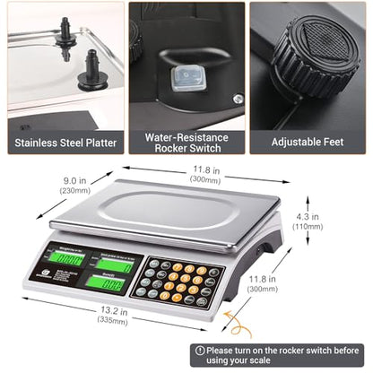 Price Computing Scale 66lb Digital Commercial Produce Scale - color: Stainless Steel Scale Pan-Large Size