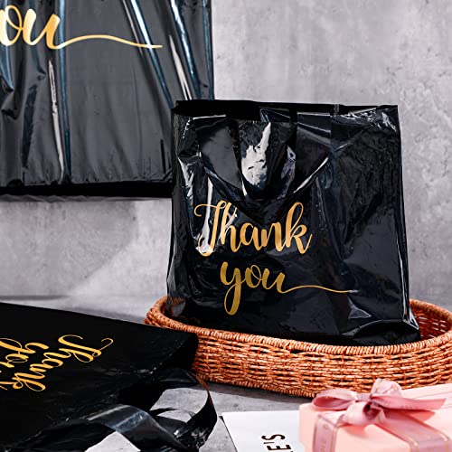 Teling 200 Pcs Thank You Shopping Bags with Handle,Black - color: Black